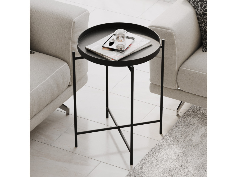 Mesa de centro metálica "Sheby" 46 x 46 x 56 cm - Preto