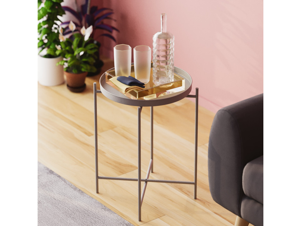 Mesa de centro metálica "Sheby" 46 x 46 x 56 cm - Cinzento