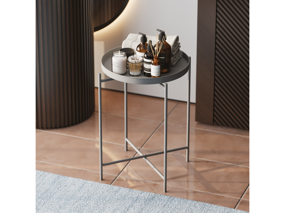 Mesa de centro metálica "Sheby" 46 x 46 x 56 cm - Cinzento