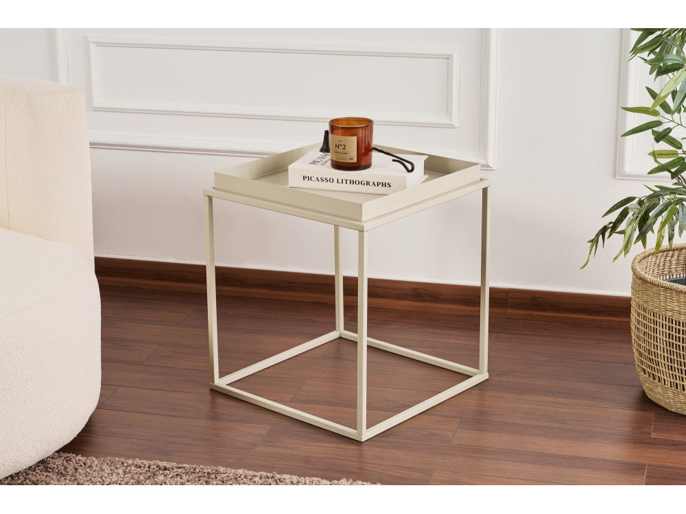 Mesa de centro metálica "Koala" 45 x 45 x 52 cm - Taupe