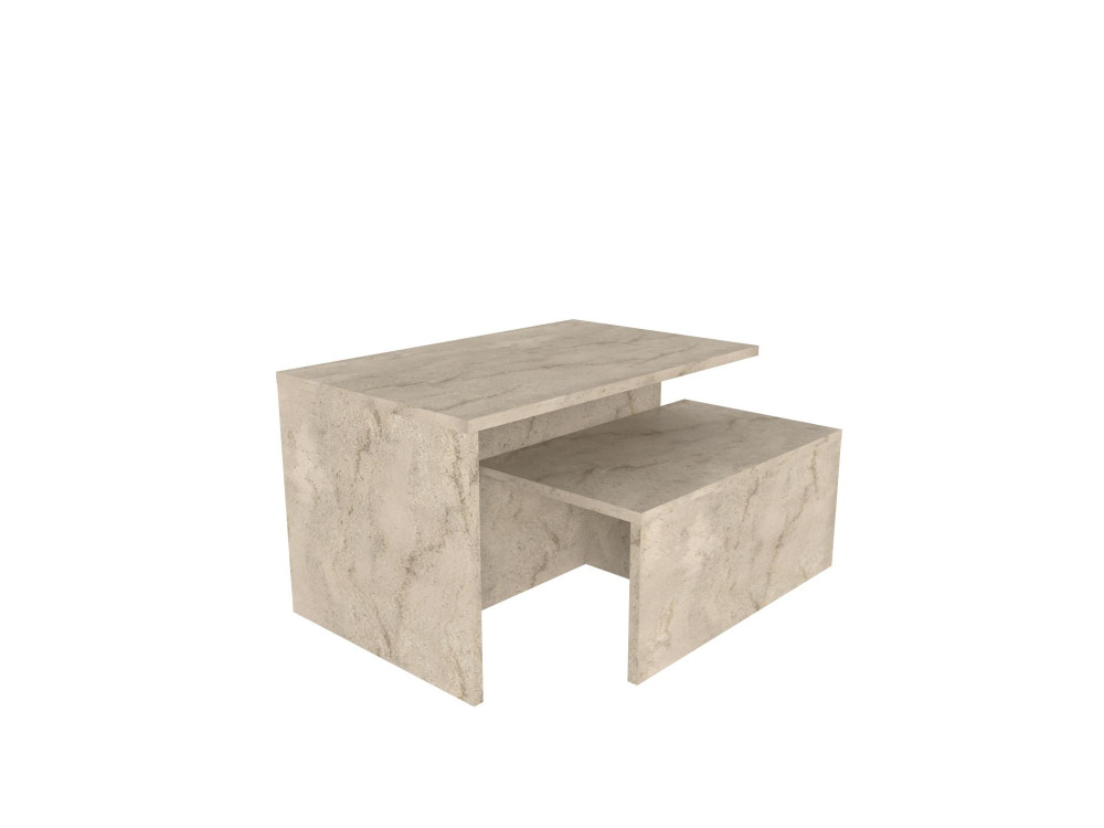 Mesa de encaixe de madeira "Twins" (2 peças) 72 x 45 x 42 cm - Travertino