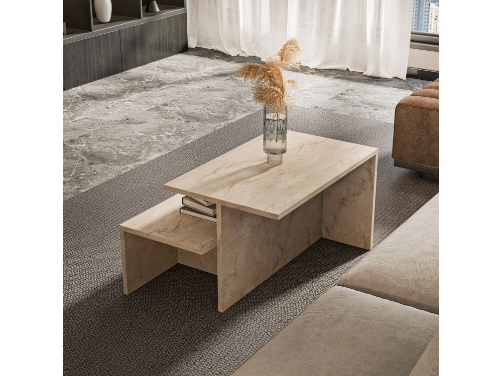 Mesa de encaixe de madeira "Twins" (2 peças) 72 x 45 x 42 cm - Travertino