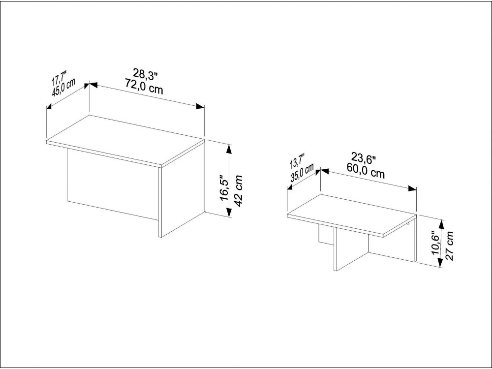 Mesa de encaixe de madeira "Twins" (2 peças) 72 x 45 x 42 cm - Travertino