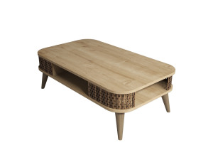 Mesa de centro em madeira "Eylul" - 105 x 60 x 34 cm - Castanho