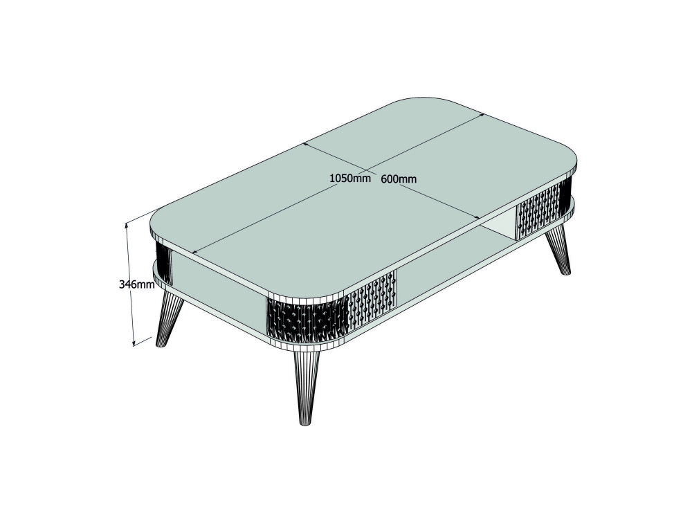 Mesa de centro em madeira "Eylul" - 105 x 60 x 34 cm - Castanho