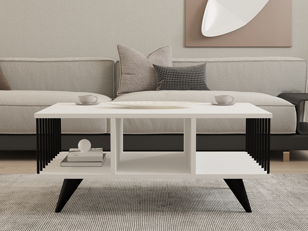 Mesa de centro de madeira "Bert" - 90 x 60 x 40 cm - Branco