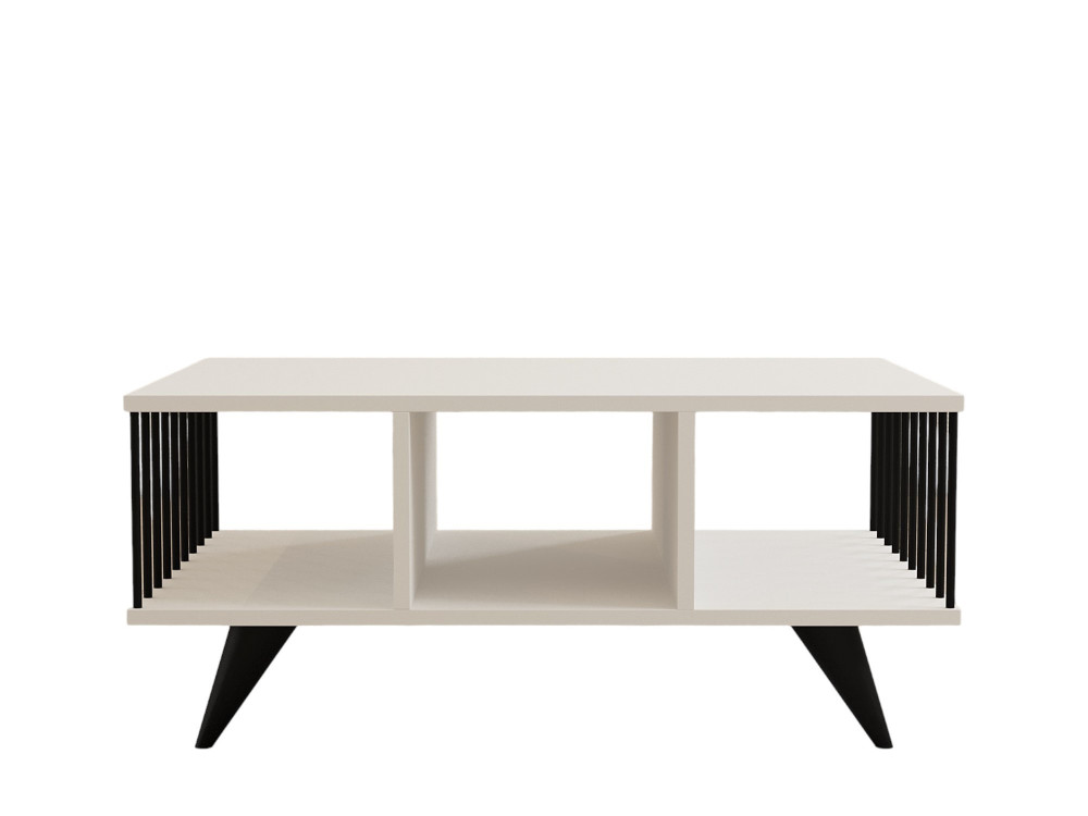 Mesa de centro de madeira "Bert" - 90 x 60 x 40 cm - Branco