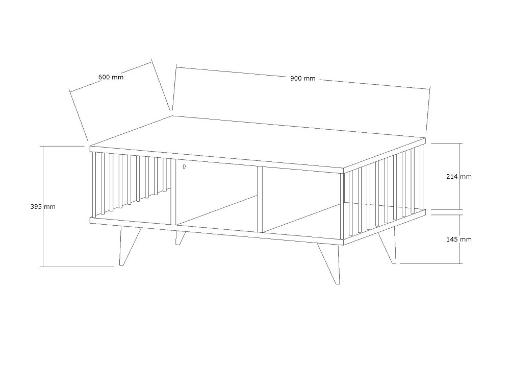 Mesa de centro de madeira "Bert" - 90 x 60 x 40 cm - Branco