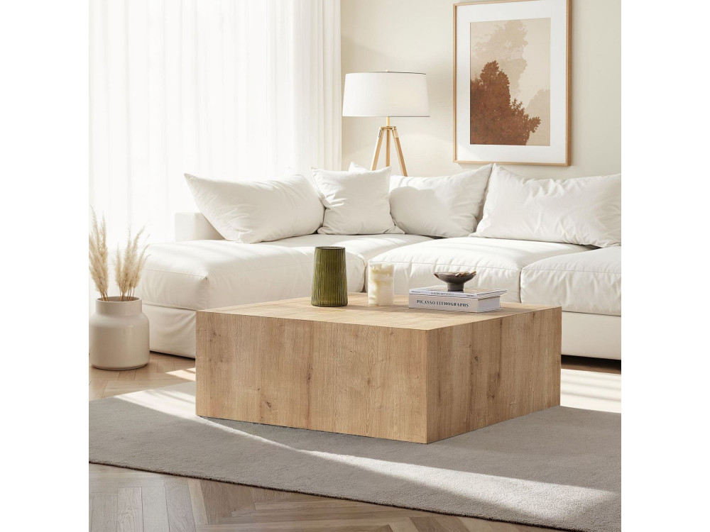 Mesa de centro "Prizma" em MDF - 90 x 90 x 35 cm - Carvalho safira