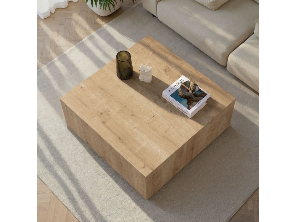 Mesa de centro "Prizma" em MDF - 90 x 90 x 35 cm - Carvalho safira