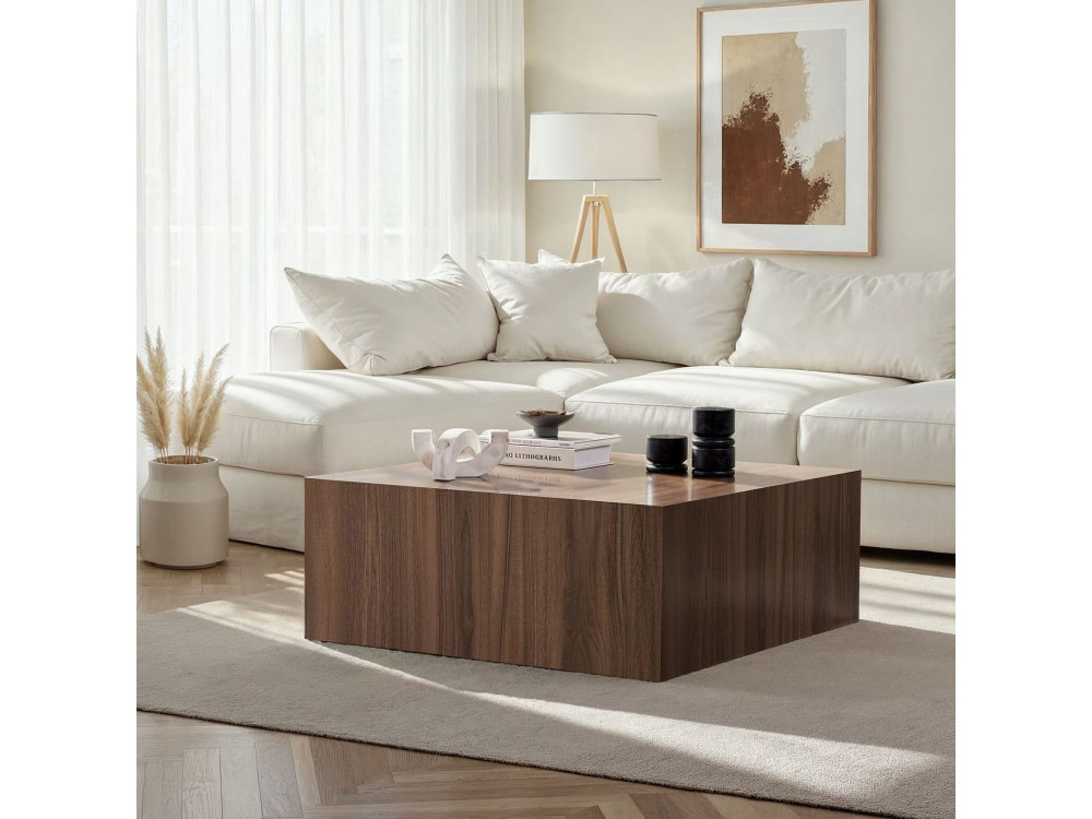 Mesa de centro em MDF "Prizma" - 90 x 90 x 35 cm - Nogueira