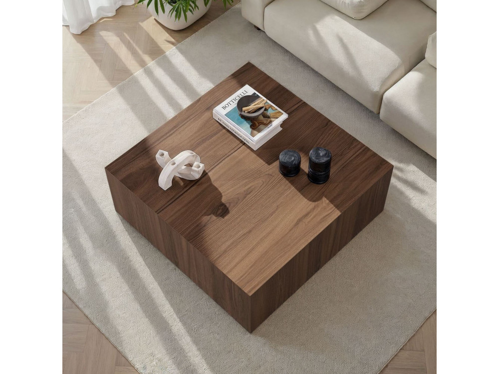 Mesa de centro em MDF "Prizma" - 90 x 90 x 35 cm - Nogueira