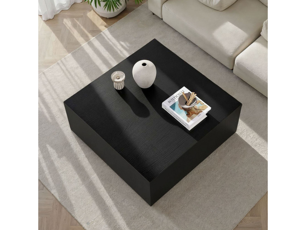 Mesa de centro "Prizma" em MDF - 90 x 90 x 35 cm - Madeira preta