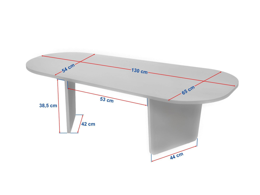 Mesa de centro em madeira "Ovalis" - 130 x 65 x 40 cm - Travertino / Nogueira