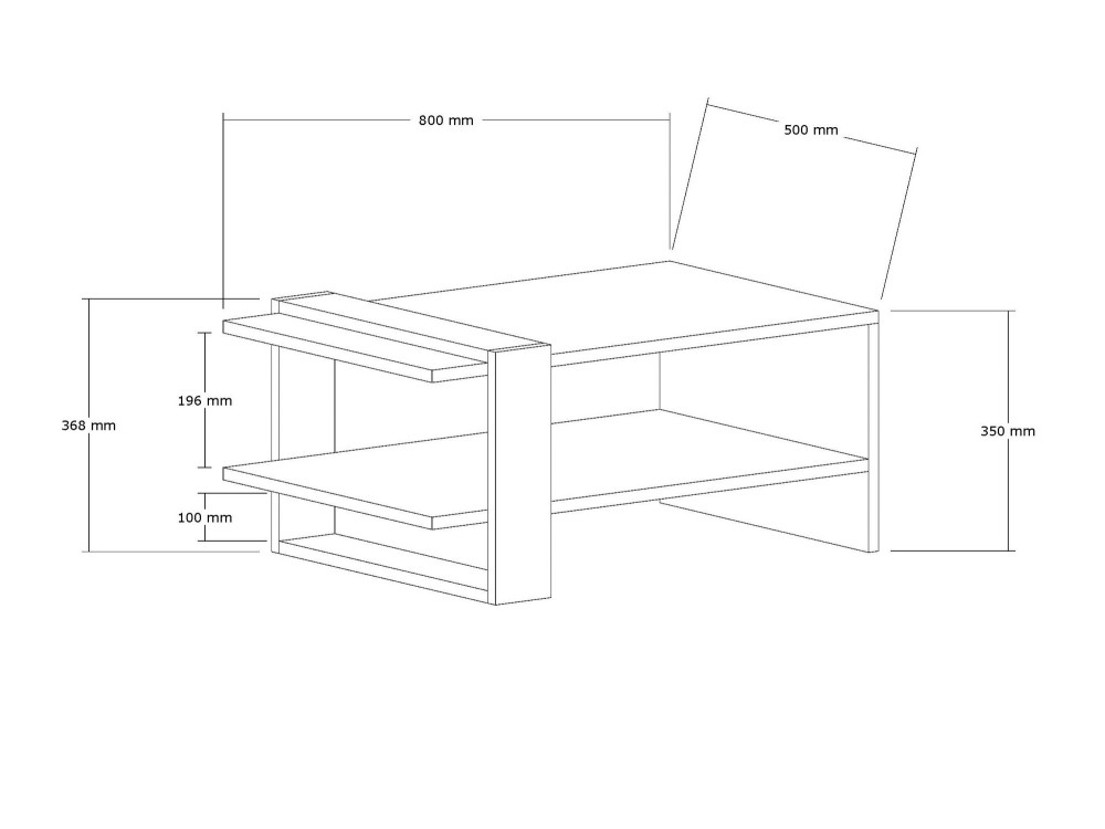 Mesa de centro em madeira "Ova" - 80 x 55 x 35 cm - Castanho