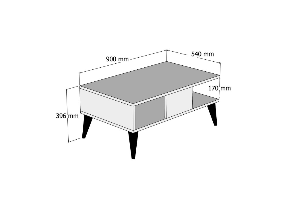 Mesa de centro de madeira "Lidya" - 90 x 54 x 39 cm - Castanho