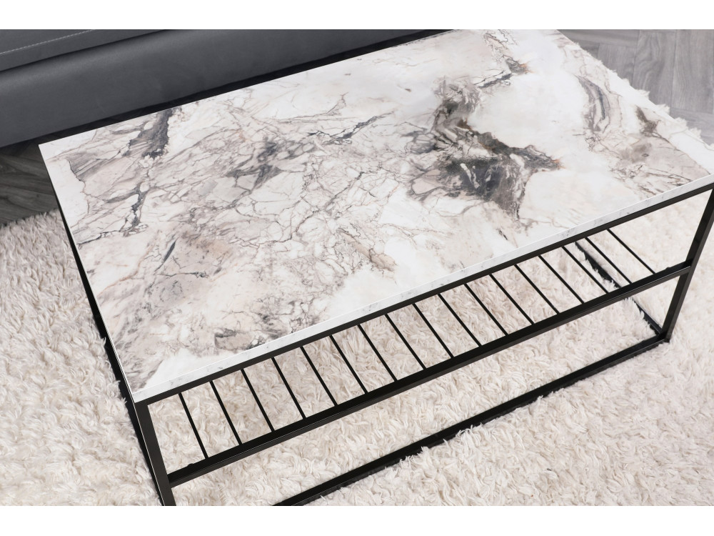 Mesa de centro em madeira "Asude" - 95 x 55 x 42 cm - Branco
