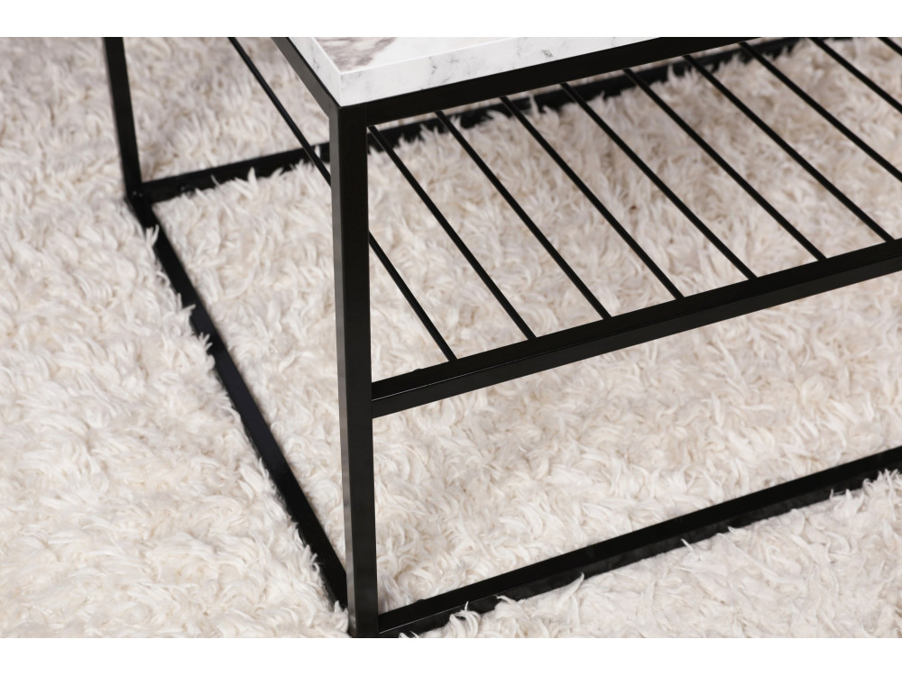Mesa de centro em madeira "Asude" - 95 x 55 x 42 cm - Branco