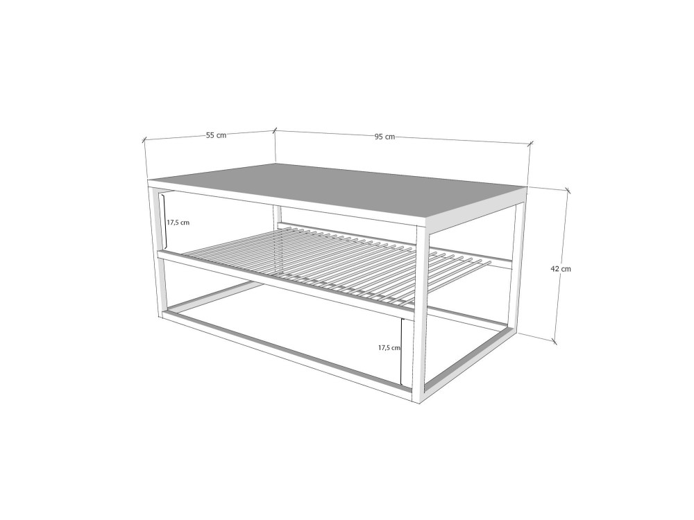 Mesa de centro em madeira "Asude" - 95 x 55 x 42 cm - Branco