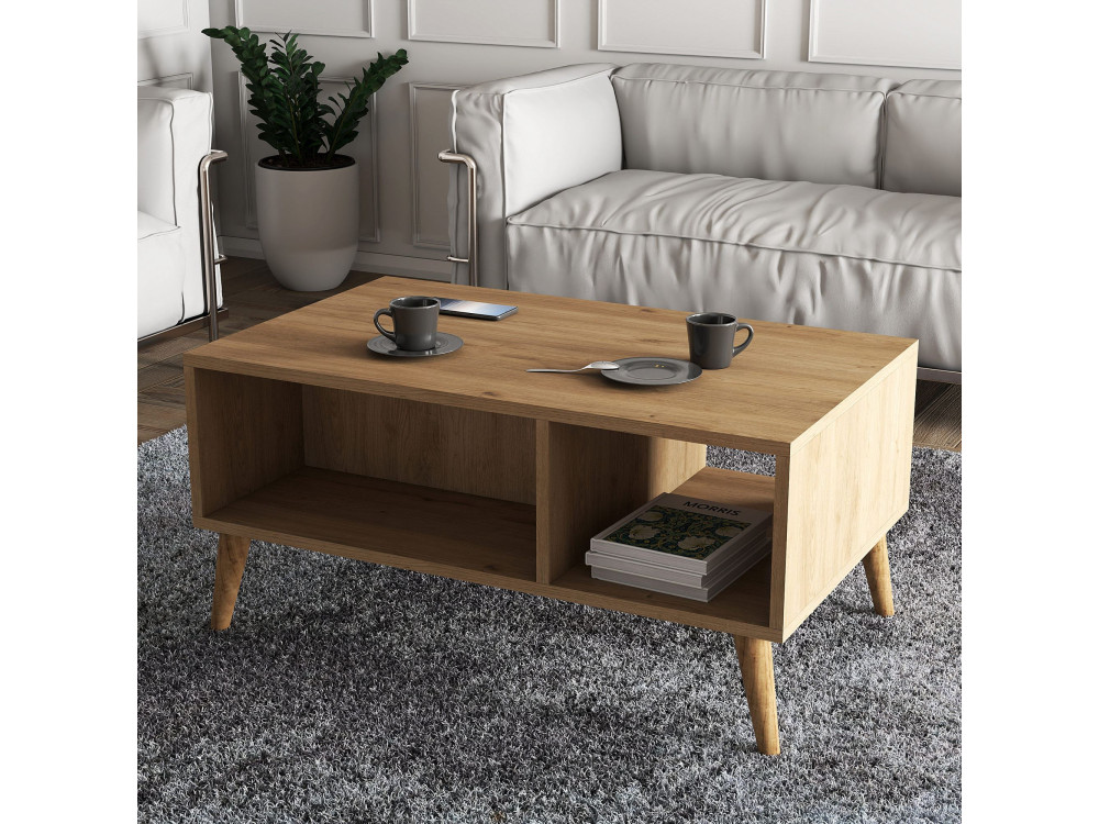 Mesa de centro em madeira "Exxen" - 90 x 41 x 54 cm - Castanho