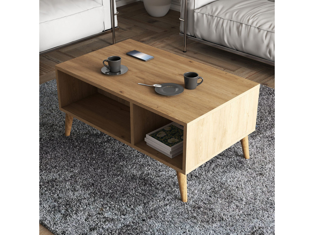 Mesa de centro em madeira "Exxen" - 90 x 41 x 54 cm - Castanho