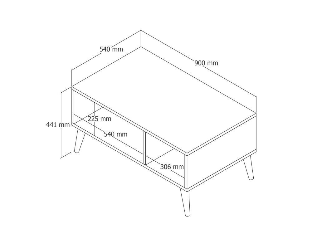 Mesa de centro em madeira "Exxen" - 90 x 41 x 54 cm - Cinzento antracite