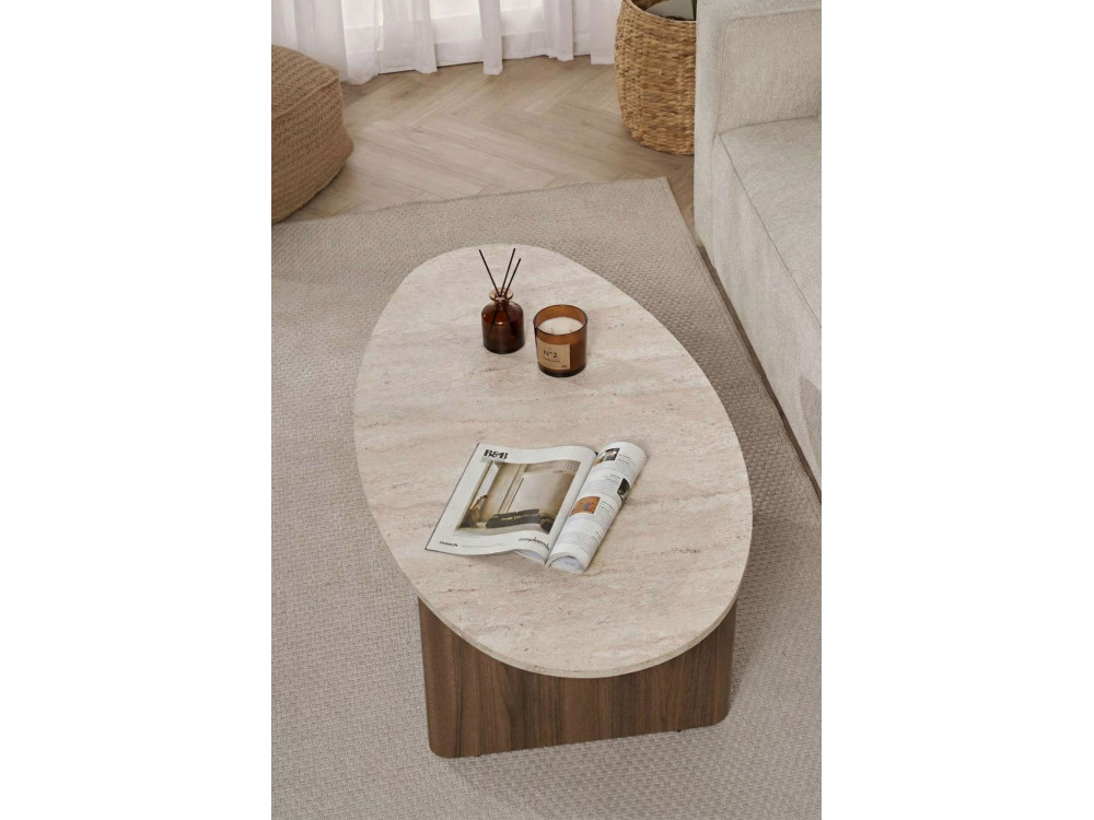 Mesa de centro em madeira "Orba" - 120 x 65 x 40 cm - Travertino