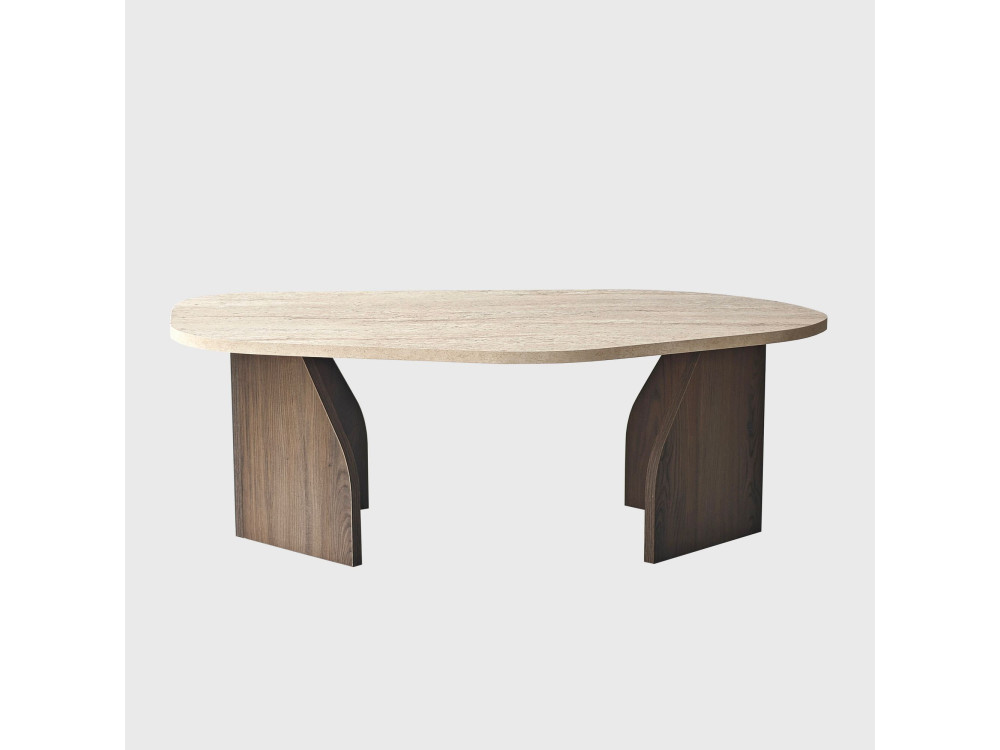 Mesa de centro em madeira "Rock" - 100 x 60 x 35 cm - Travertino