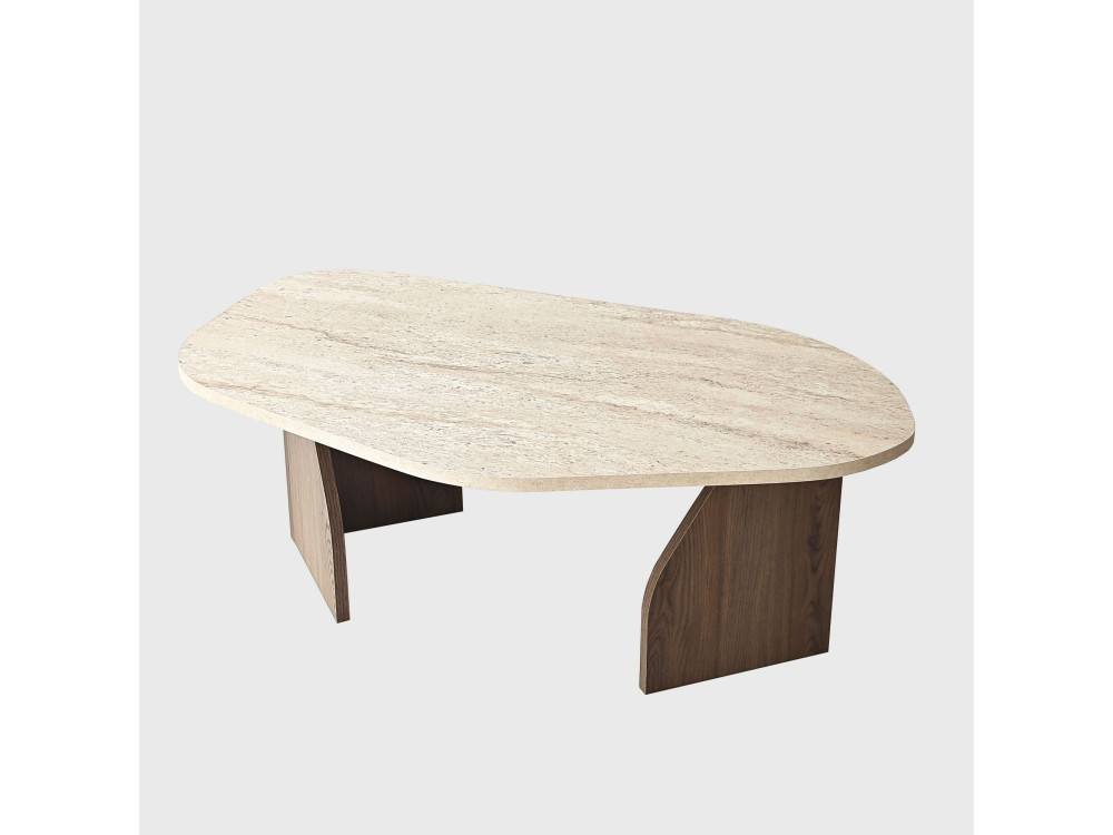 Mesa de centro em madeira "Rock" - 100 x 60 x 35 cm - Travertino