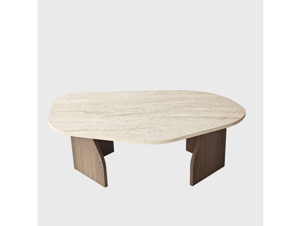 Mesa de centro em madeira "Rock" - 100 x 60 x 35 cm - Travertino