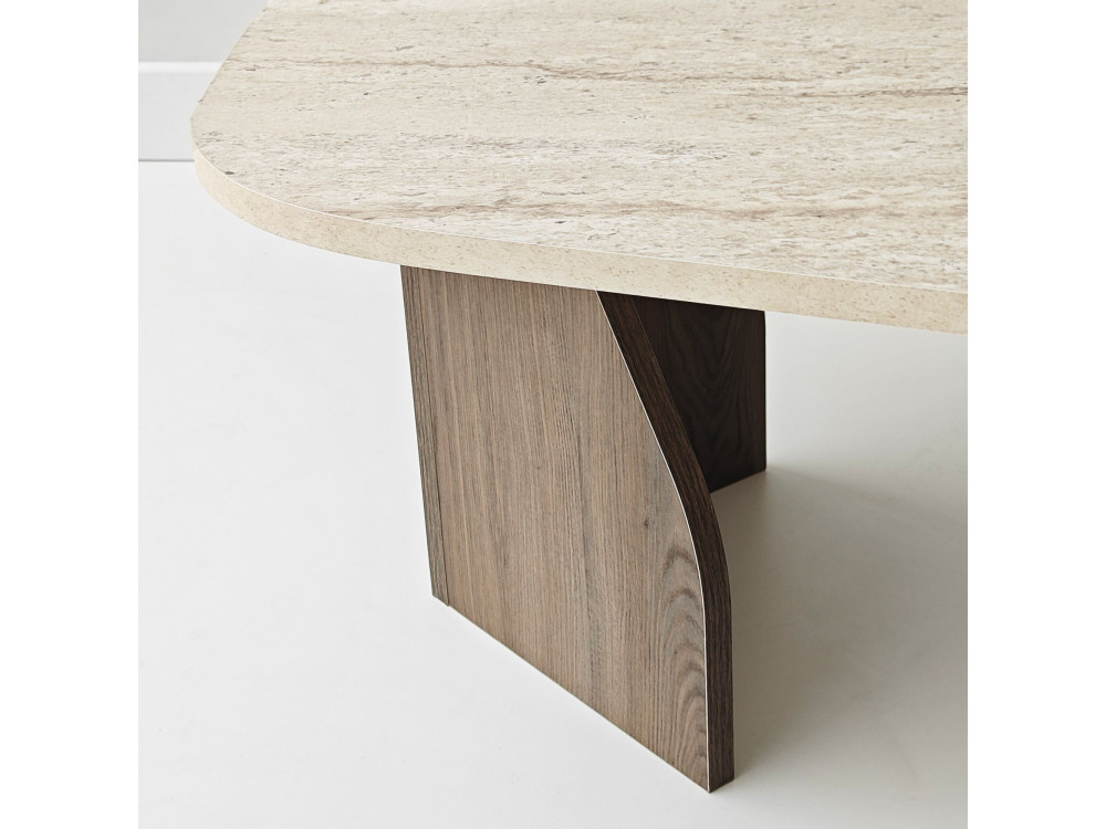 Mesa de centro em madeira "Rock" - 100 x 60 x 35 cm - Travertino