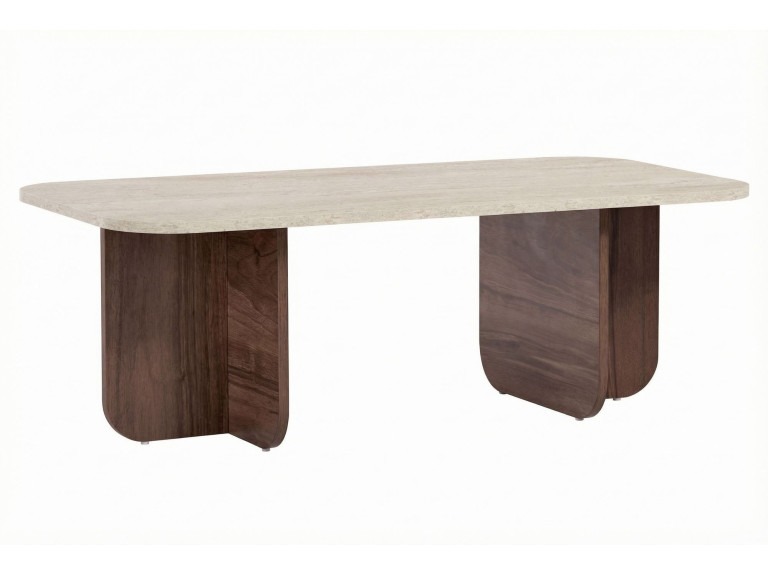 Mesa de centro de madeira "Akira" - 120 x 60 x 41 cm - Travertino