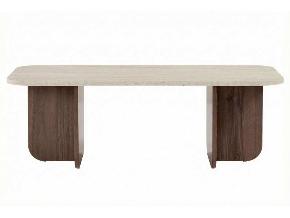 Mesa de centro de madeira "Akira" - 120 x 60 x 41 cm - Travertino