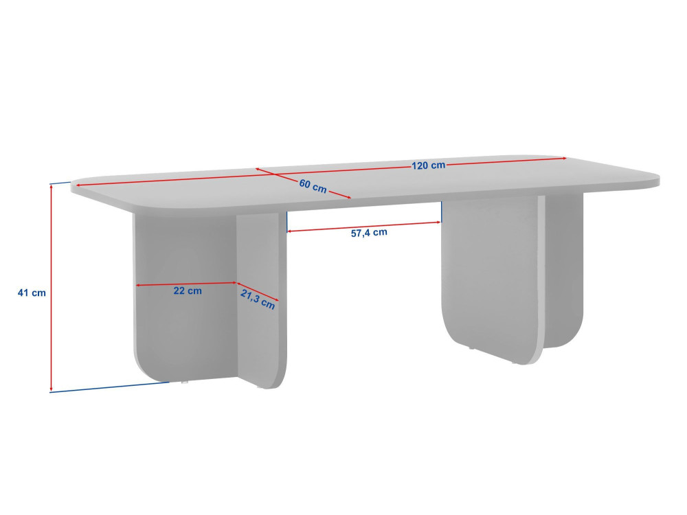 Mesa de centro de madeira "Akira" - 120 x 60 x 41 cm - Travertino