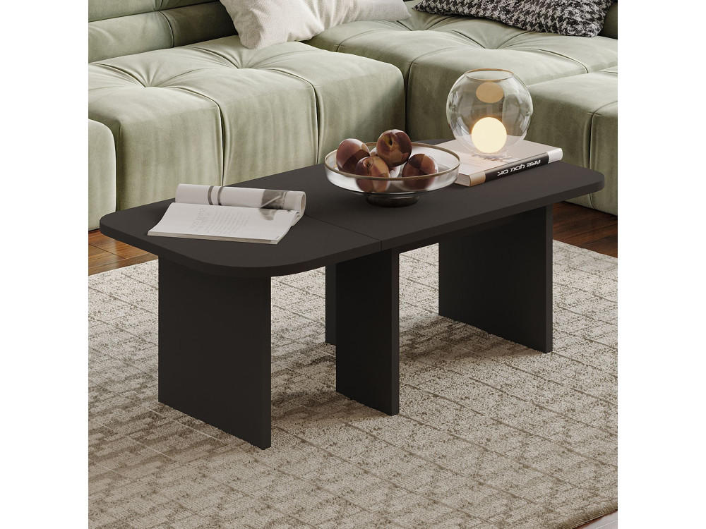 Conjunto de mesas de centro em madeira "Iris" - 90 x 45 x 35 cm - Cinzento antracite