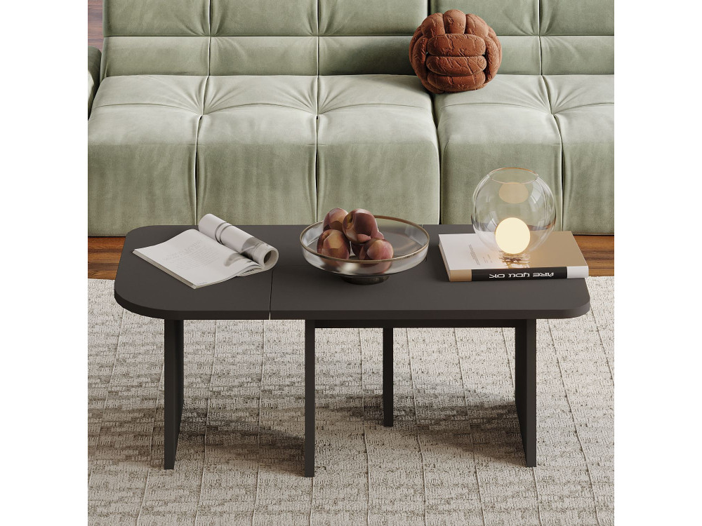Conjunto de mesas de centro em madeira "Iris" - 90 x 45 x 35 cm - Cinzento antracite