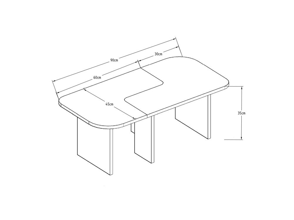Conjunto de mesas de centro em madeira "Iris" - 90 x 45 x 35 cm - Cinzento antracite