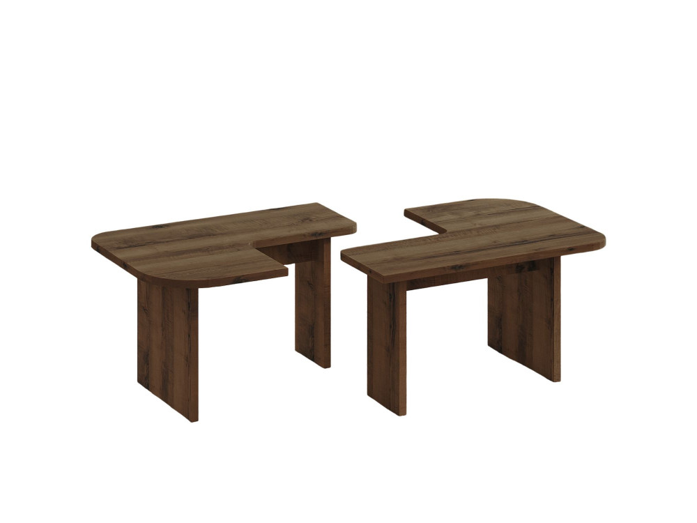 Conjunto de mesa de centro em madeira "Iris" - 90 x 45 x 35 cm - Castanho