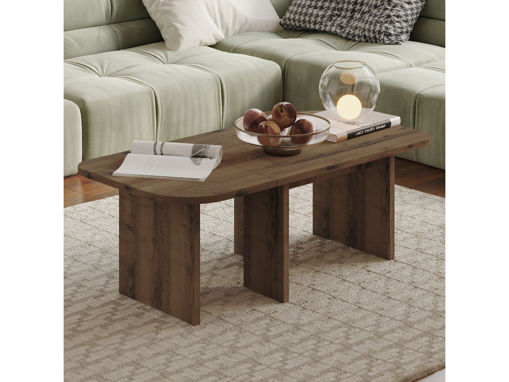 Conjunto de mesa de centro em madeira "Iris" - 90 x 45 x 35 cm - Castanho
