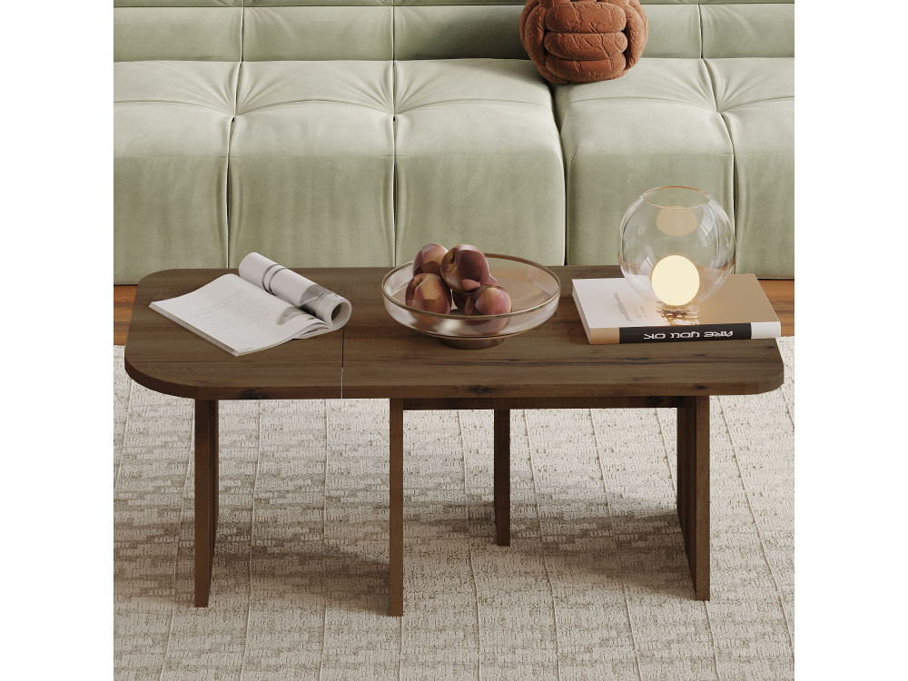 Conjunto de mesa de centro em madeira "Iris" - 90 x 45 x 35 cm - Castanho