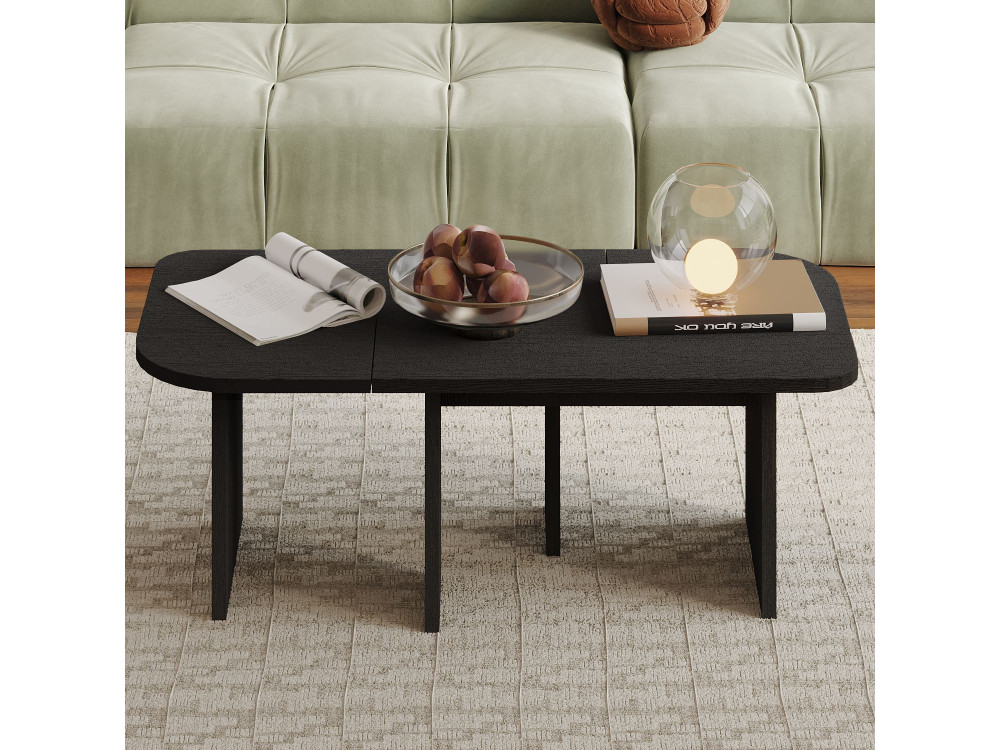 Conjunto de mesa de centro em madeira "Iris" - 90 x 45 x 35 cm - Preto