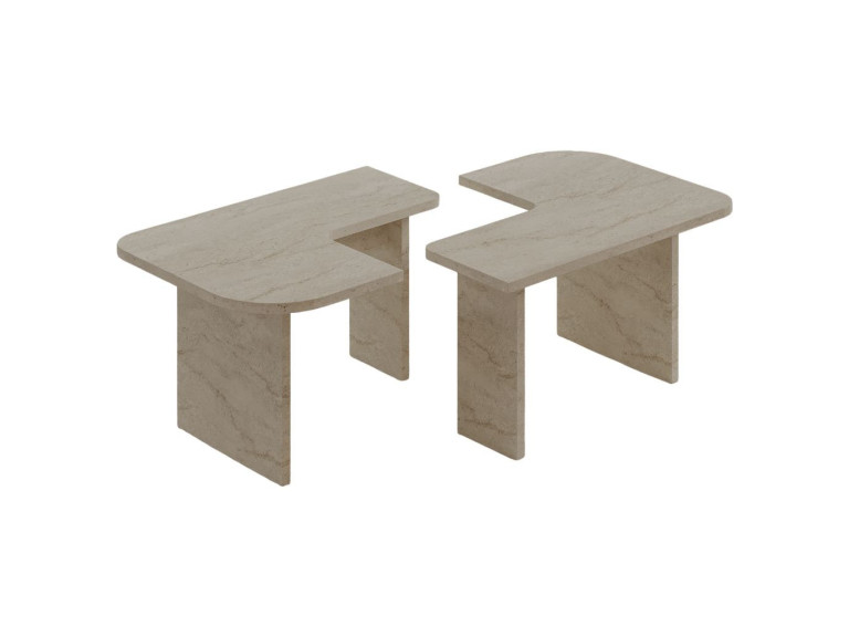 Conjunto de mesa de centro em madeira "Iris" - 90 x 45 x 35 cm - Travertino