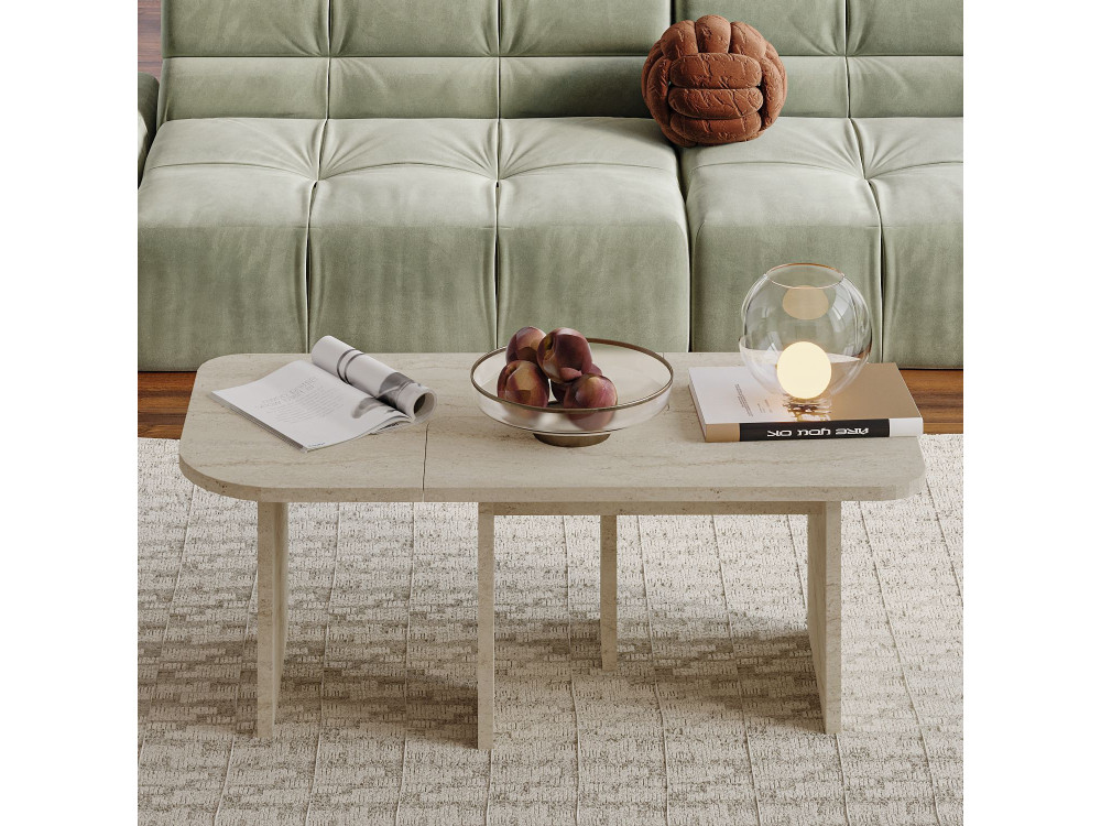 Conjunto de mesa de centro em madeira "Iris" - 90 x 45 x 35 cm - Travertino