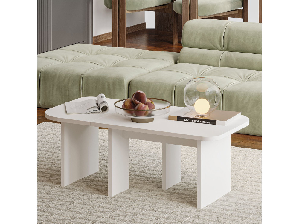 Conjunto de mesa de centro em madeira "Iris" - 90 x 45 x 35 cm - Branco