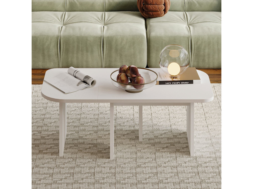 Conjunto de mesa de centro em madeira "Iris" - 90 x 45 x 35 cm - Branco