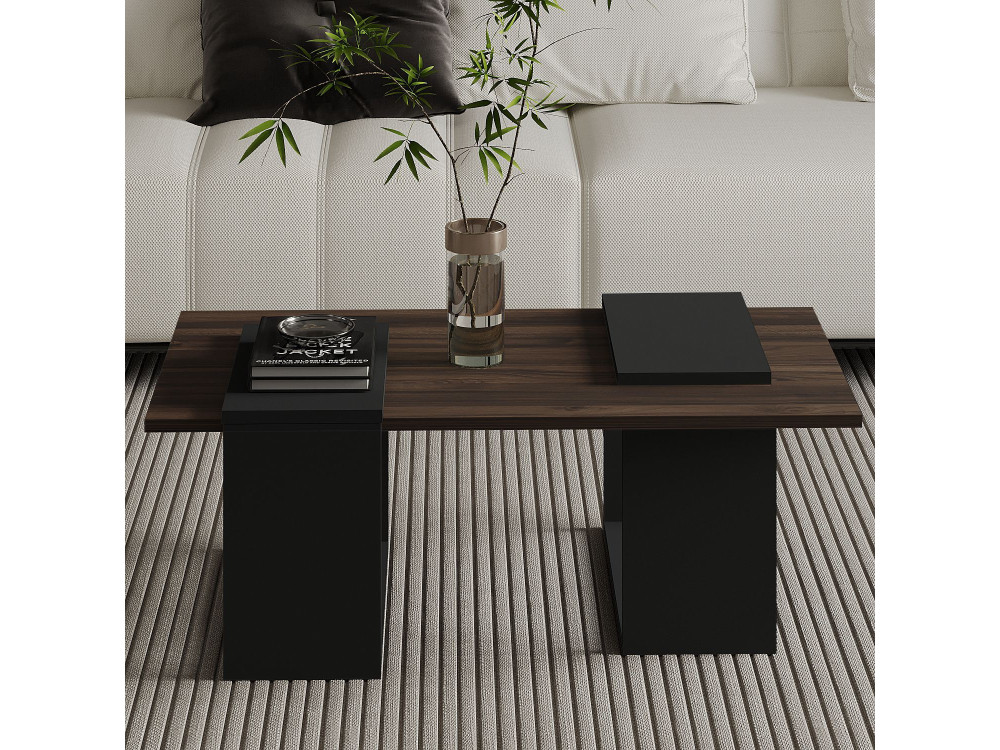 Mesa de centro de madeira "Matris" - 90 x 46 x 37 cm - Castanho