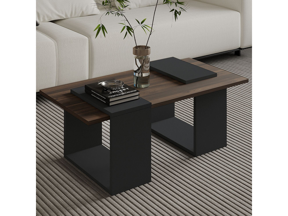 Mesa de centro de madeira "Matris" - 90 x 46 x 37 cm - Castanho