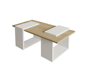 Mesa de centro em madeira "Matris" - 90 x 46 x 37 cm - Branco