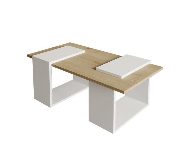 Mesa de centro em madeira "Matris" - 90 x 46 x 37 cm - Branco