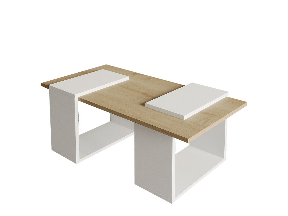 Mesa de centro em madeira "Matris" - 90 x 46 x 37 cm - Branco